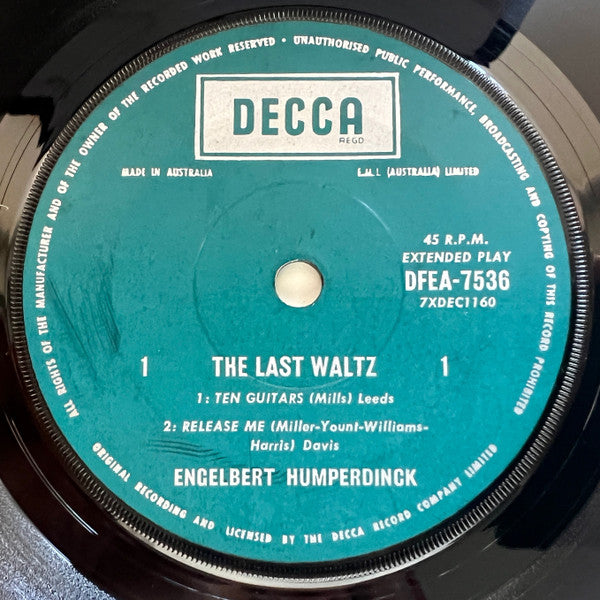 Engelbert Humperdinck : The Last Waltz (7", EP, Mono, RE)