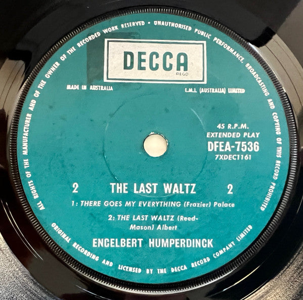 Engelbert Humperdinck : The Last Waltz (7", EP, Mono, RE)