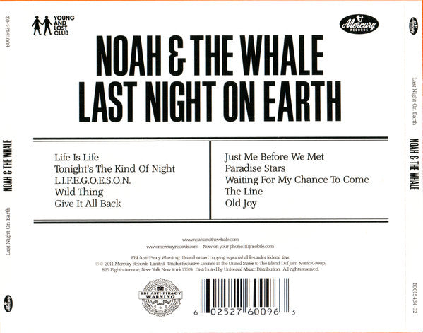 Noah And The Whale : Last Night On Earth (CD, Album)