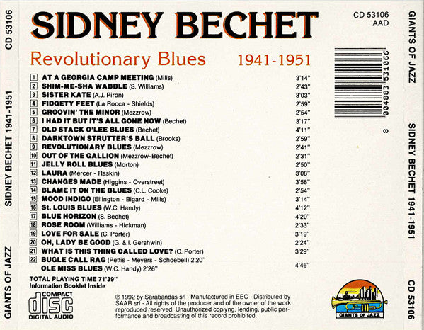 Sidney Bechet : Revolutionary Blues (1941-1951) (CD, Comp, RE)