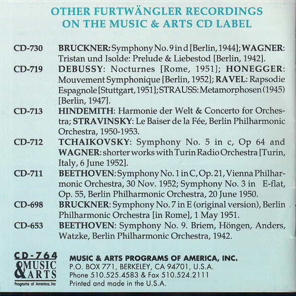 Wilhelm Furtwängler Conducts Bruckner*, Vienna Philharmonic Orchestra* : Symphony No. 8 In C (Version By Furtwangler Based On The Haas Edition) (CD, Mono)