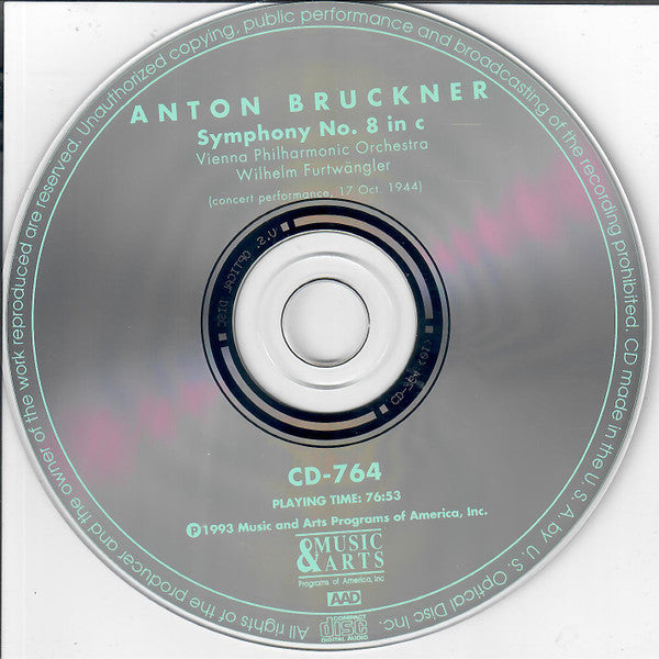 Wilhelm Furtwängler Conducts Bruckner*, Vienna Philharmonic Orchestra* : Symphony No. 8 In C (Version By Furtwangler Based On The Haas Edition) (CD, Mono)
