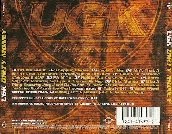 UGK : Dirty Money (CD, Album)