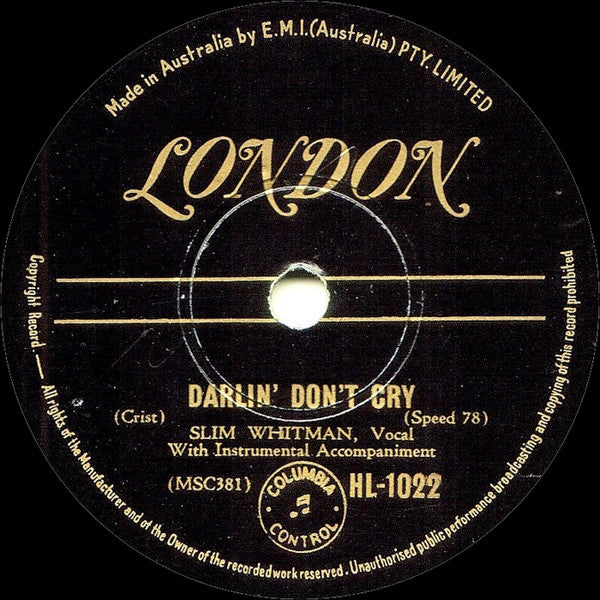 Slim Whitman : North Wind / Darlin' Don't Cry (Shellac, 10")