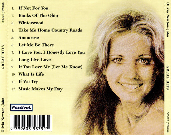 Olivia Newton-John : Great Hits! (First Impressions) (CD, Comp, RE, RM)