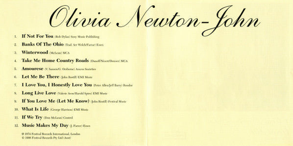 Olivia Newton-John : Great Hits! (First Impressions) (CD, Comp, RE, RM)