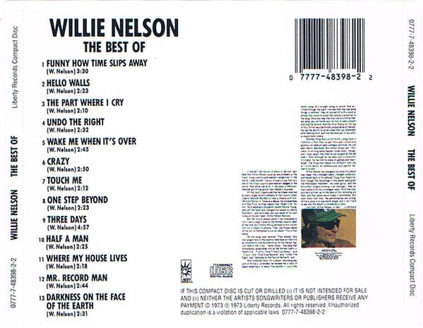 Willie Nelson : The Best Of Willie Nelson (CD, Album, Comp, RE)