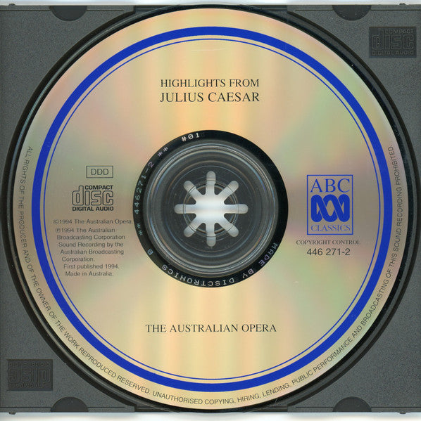 Georg Friedrich Händel, Richard Hickox, Graham Pushee, Yvonne Kenny, The Australian Opera & Ballet Orchestra : Julius Caesar Highlights (CD, Album)