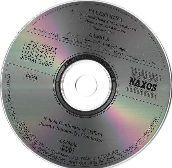 Palestrina*, Lassus*, Jeremy Summerly, Schola Cantorum of Oxford : Masses (CD, Album)