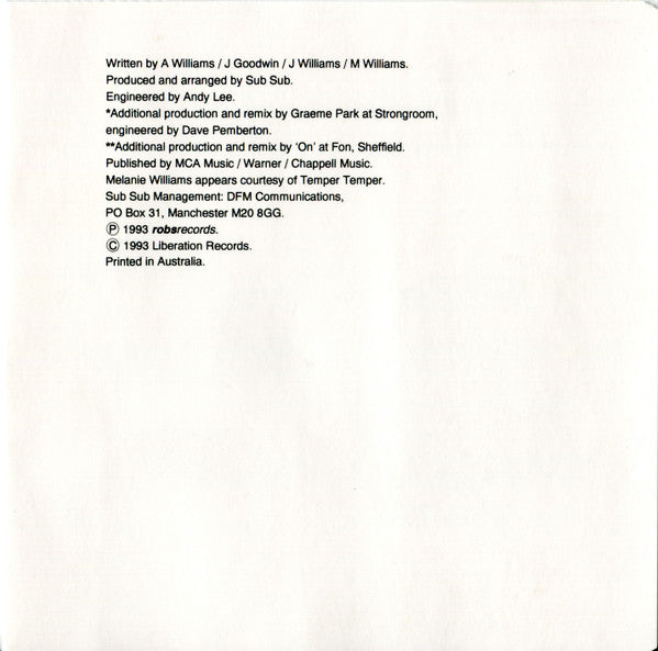 Sub Sub Featuring Melanie Williams : Ain't No Love (Ain't No Use) (CD, Single)