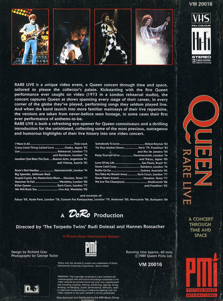 Queen : Rare Live (A Concert Through Time And Space) (VHS, PAL)