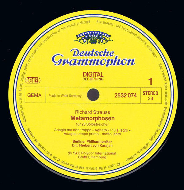 Richard Strauss - Berliner Philharmoniker • Herbert von Karajan : Metamorphosen • Tod Und Verklärung (LP)