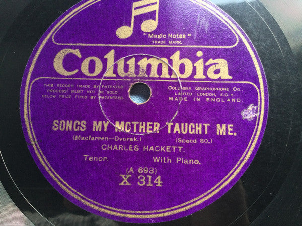 Charles Hackett : Thank God For A Garden / Songs My Mother Taught Me (Shellac, 10", 80 RPM)