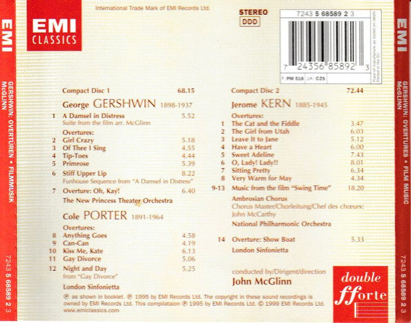 George Gershwin & Cole Porter & Jerome Kern & John McGlinn : Overtures ▪ Film Music (2xCD, Comp, RE, RM)