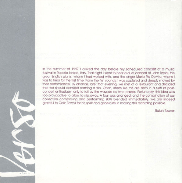 De Vito* | Taylor* | Towner* : Verso (HDCD, Album)