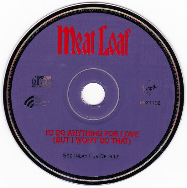 Meat Loaf : I'd Do Anything For Love (But I Won't Do That) (CD, Single, Dig)