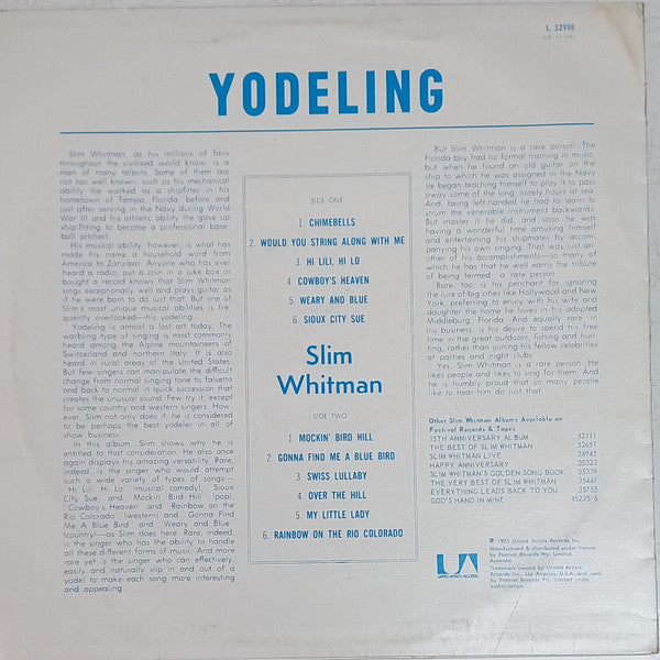 Slim Whitman : Yodelling (LP, Album, RE)
