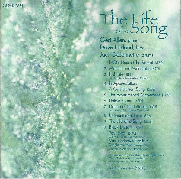 Geri Allen, Dave Holland, Jack DeJohnette : The Life Of A Song (CD, Album)