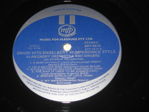 Alan Caddy Orchestra & Singers : Smash Hits Englebert Humperdinck Style (LP, Album)