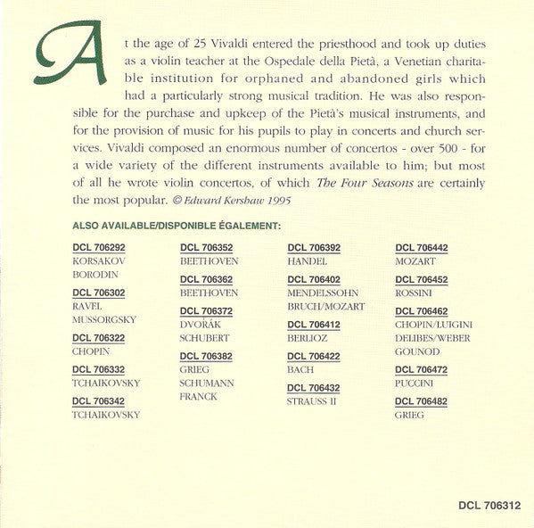 Antonio Vivaldi, Alberto Lysy, Camerata Lysy Gstaad : Vivaldi: The Four Seasons - Violin Concertos (CD, Album)