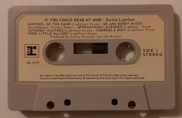 Gordon Lightfoot : If You Could Read My Mind (Cass, Album)