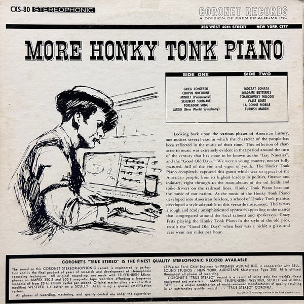 Crazy Fritz : More Honky Tonk Piano With Crazy Fritz (LP, Album, RE)