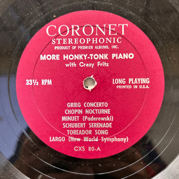 Crazy Fritz : More Honky Tonk Piano With Crazy Fritz (LP, Album, RE)