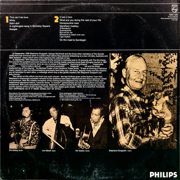 Stéphane Grappelli And The Diz Disley Trio : On The Road (LP, Album)