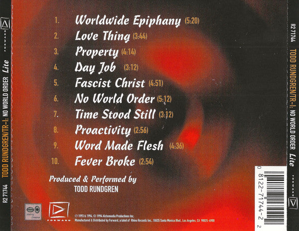 Todd Rundgren / TR-I : No World Order Lite (CD, Album)