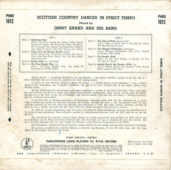 Jimmy Shand And His Band : Scottish Country Dances (10")