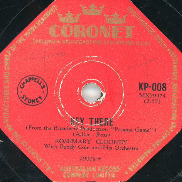 Rosemary Clooney : Hey There / Wake Me (Shellac, 10")