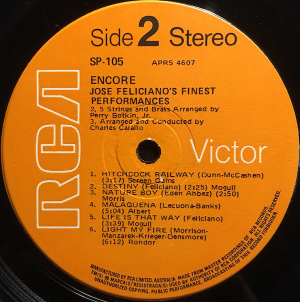 José Feliciano : Encore! José Feliciano's Finest Performances (LP)