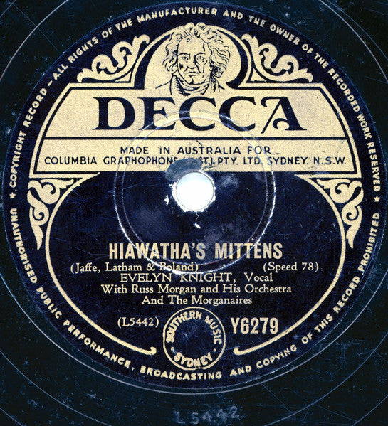 Evelyn Knight : Hiawatha's Mittens / Crocodile Tears (Shellac, 10")