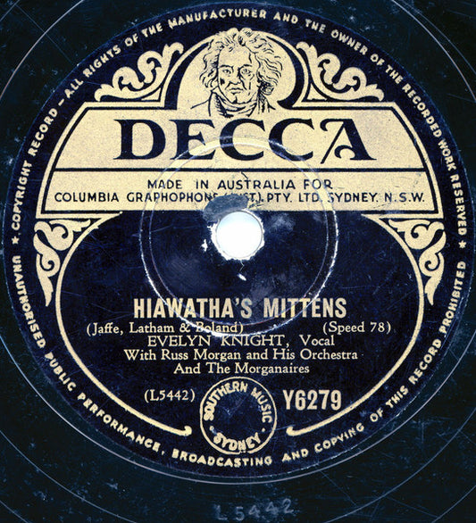 Evelyn Knight : Hiawatha's Mittens / Crocodile Tears (Shellac, 10")