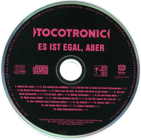 Tocotronic : Es Ist Egal, Aber (CD, Album)