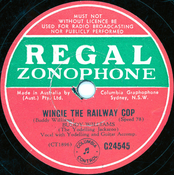 Buddy Williams (2) : The Face On The Bar Room Floor / Wingie The Railway Cop (Shellac, 10")