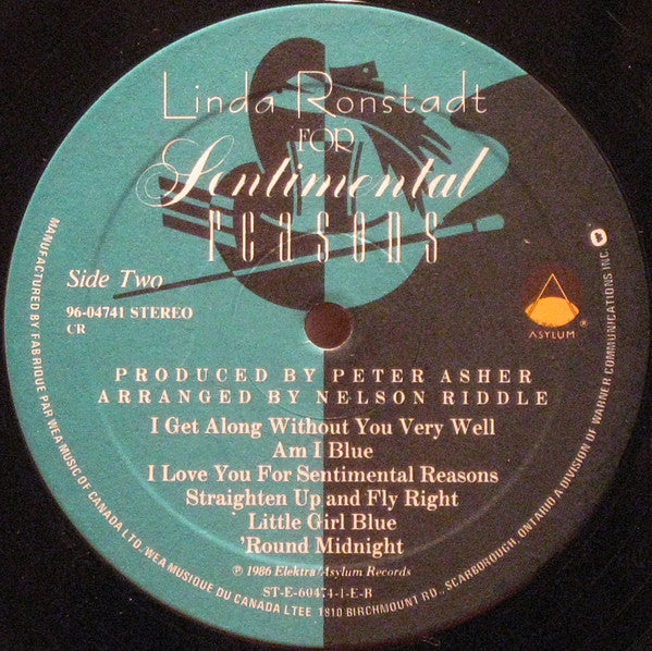 Linda Ronstadt With Nelson Riddle & His Orchestra* : For Sentimental Reasons (LP, Album)
