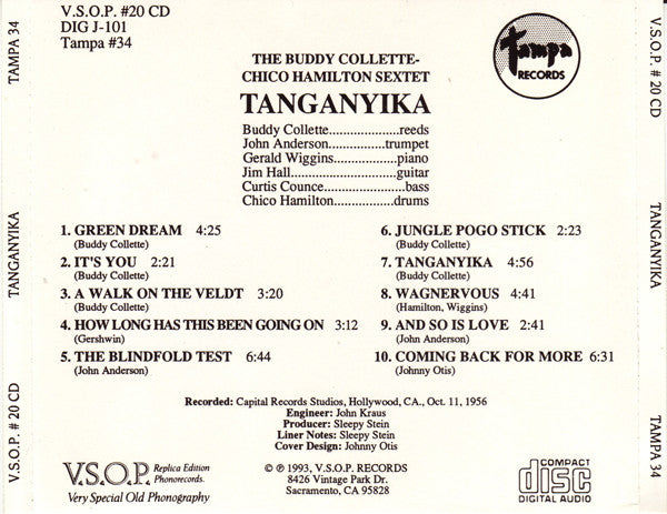 The Buddy Collette - Chico Hamilton Sextet : Tanganyika (CD, Album, RE)