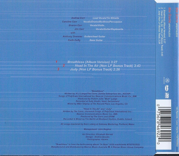 The Corrs : Breathless (CD, Single)