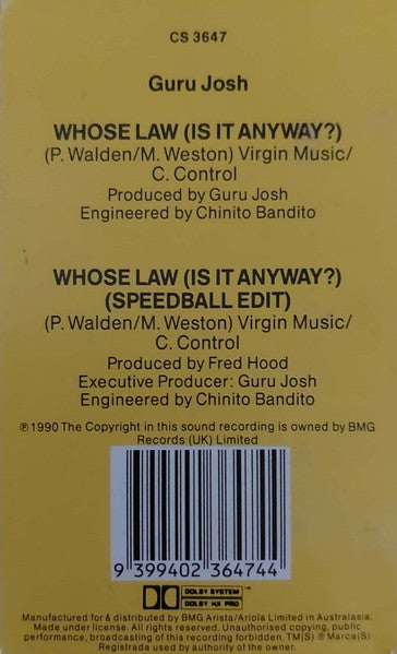 Guru Josh : Whose Law (Is It Anyway)? (Cass, Single)