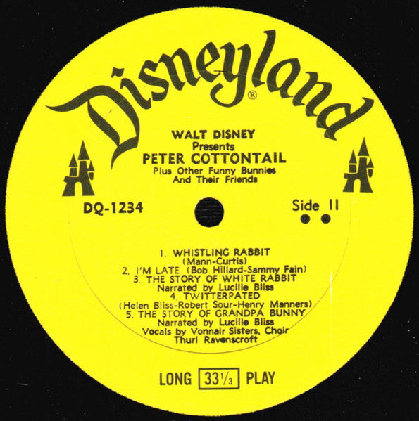 Lucille Bliss, Robie Lester, Vonnair Sisters, Thurl Ravenscroft : Peter Cottontail (Plus Other Funny Bunnies And Their Friends) (LP, Album, RE)