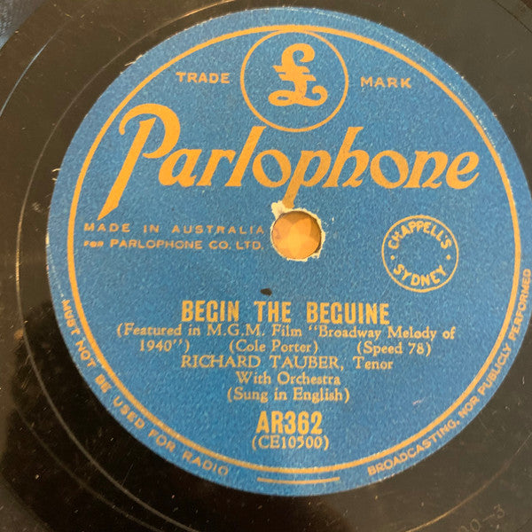 Richard Tauber : Begin The Beguine / Indian Summer (Shellac, 10")