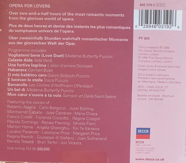 Various : Opera For Lovers (2xCD, Comp)