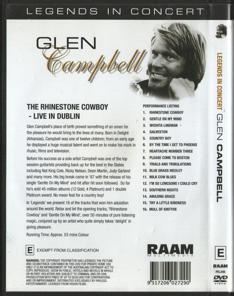 Glen Campbell : The Rhinestone Cowboy - Live In Dublin (DVD, Comp)