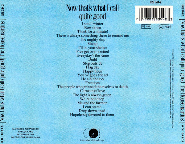 The Housemartins : Now That's What I Call Quite Good (CD, Comp, RE, PMD)