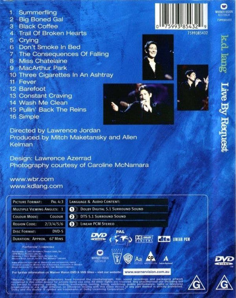k.d. lang : Live By Request (DVD-V, RE, Multichannel, PAL)