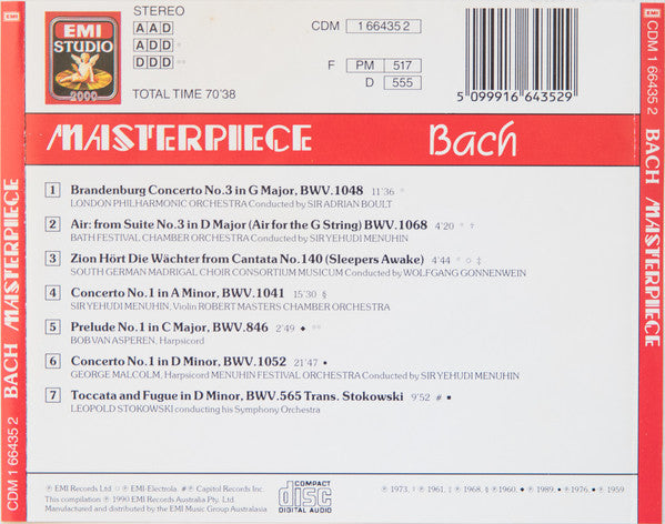 Johann Sebastian Bach : Masterpiece (CD, Comp)