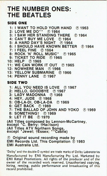 The Beatles : The Number Ones (Cass, Comp, Dol)