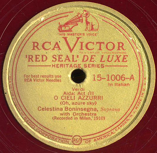 Celestina Boninsegna : O Cieli Azzurri / Ma Dall' Arido Stelo Divulsa (12", Red)
