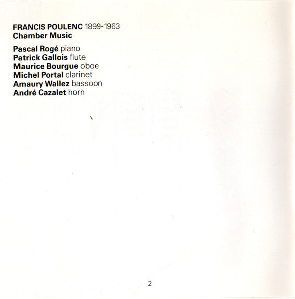 Poulenc*, Pascal Rogé : Chamber Music (CD, Album)